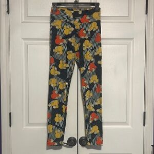 Lularoe ONE SIZE Blue Yellow Leggings‎ Mickey Mouse Stretch Resortwear Comfy